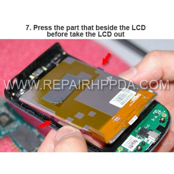 7 Press the part that beside the LCD before take the LCD out